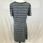 Evan Picone  navy and white chain link print faux wrap ruched dress size 16 Photo 4