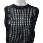 ZARA Women's Black Sleeveless Crew Neck Open Knit Sheer Crop Sweater Vest Sz XL Photo 0