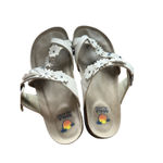 Maui Island  Womens White Flower Embellished Cork Footbed Sandals Sz 10W Photo 2