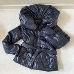 BCBGMAXAZRIA Navy Puffer Jacket Balloon Collar Lightweight with Belt Size M Photo 10