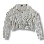 Y2K FORE Gray Ribbed Knit Collared Crop Top Preppy Minimal Streetwear Women’s M Size M Photo 0