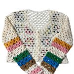 SheIn Crochet Cardigan Womens Multicolor S SunnyBelle Button Long Sleeve V Neck Photo 4