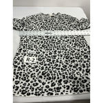 Loft Womans Petite Long Sleeve Pullover Sweater MP Black White Animal Print Photo 4