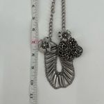 Stunning Bib Collar Beaded‎ Silvertone Floral Rhinestone Necklace Sweater Silver Photo 2