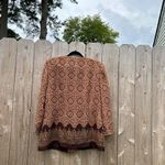 Leslie Fay Leslie day brown boho‎ king sleeve vintage top size 16 Photo 5