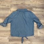 NWT Notebuk Sky Blue Collared Button Down Tie Front Button Up 3/4” Sleeve Shirt Size M Photo 9