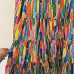 Peach Love California Dress Watercolor Works Tiered Long Gathered Sleeve Rainbow Photo 3