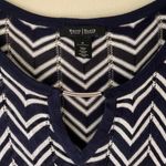 White House | Black Market WHBM Sz M Chevron Stripes Tunic Cover Up Blouse Dress Open Knit V Neck Pullover Photo 2