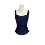 Athleta  - NWT Square Neck Bra Cup Swim Tankini Top Navy Blue NWT Ruching 38B/C Photo 2