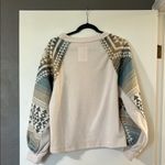Cream and Blue Boxy Sweatshirt with Long Sleeves Size M Photo 3
