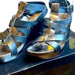 Sam Edelman Design SE Boutique Pewter Chrome & Black Strappy Platform Wedges Photo 0