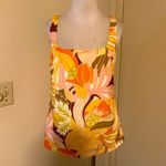 ZARA NWT. Yellow/Orange Retro Print Top with Scrunchie. Size S Photo 8
