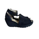 Fly London  BLACK WEDGE‎ SANDALS HEELS SZ. 9/39 EUC Photo 2