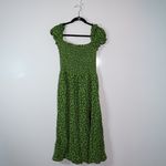 Reformation Inka Chiffon Smocked Stretch Bodice Green Floral Print Midi Dress M  Photo 0