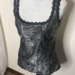 Travel by Tribal dark grey paisley lace trim tank top size XS Gray Photo 0