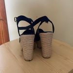 SUN STONE Navy 1" Platform Fey Round Toe Block Heel Buckle Espadrille Shoes S 7 Blue Photo 5