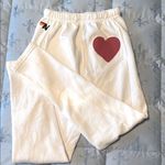 Aviator Nation  White Joggers with Red Heart Photo 3