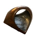 Copper Large Superman Ring Black Enamel Clear Rhinestones Size 5 Photo 2