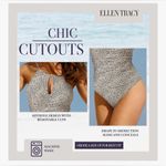 Ellen Tracy One Piece Swimsuit, High Neck with Keyhole Cutout Wheat, Speckled Photo 4