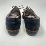Salvatore Ferragamo ‎ Suede Oxford Lace Up Flats Black Brown Size 7 AA Photo 5