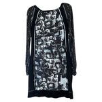 Elisa Cavaletti Long Sleeve Graphic Dress Luxury Italian Made Size Small Black Photo 5