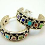 Sterling Silver Gemstone  Hoop Earrings Photo 9