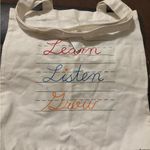Loft Cream Graphic Tote NWT Photo 0