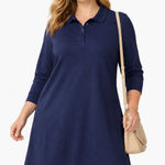 NWOT Spirit Savvy Women’s XL Navy Blue Polo Dress Long Sleeve Cotton Spandex Photo 0