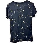 Arizona Jeans Splash Gold Splatter Black and Gold Women's V-Neck Top Sz L Photo 2
