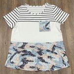 Pocket Short Sleeve Tee w/ Stripes & Camo, M White Size M Photo 0