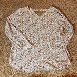 LOFT Outlet Floral Print V Neck Long Sleeve Blouse Top Womens Medium Gray Photo 0