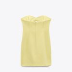 ZARA  Bodycon Strapless Mini Lemon Party Coctail Shower Bridal 🍋Dress Photo 12