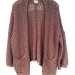 POL Crochet Open Knit Cardigan Sweater Women's Small Mauve Boho Hippie Dainty Photo 0