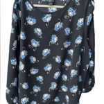 Liz Claiborne Career Woman Top Black Blue Flowers Plus Size 1X Professional Photo 0