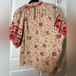 Savanna Jane Floral Print 3/4 Sleeve Mock Neck Peasant Western Embroidery Top 1X Red Photo 5