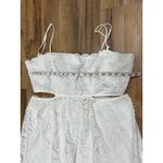 EXPRESS White Lace Midi Dress Cutout Tie Back Scallop Trim Size L Photo 6