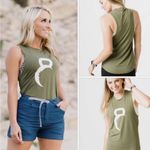 Zyia  Active Tank Top Green Moon Kettlebell Graphic Muscle Tee Workout Shirt Photo 1