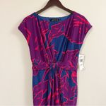 Jones New York Purple/Navy Blue Floral Print Stretch Midi Dress Size 12 NEW Photo 1