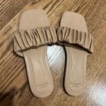 Abercrombie & Fitch NWT Faux Leather Nude Ruched Slide Sandals Photo 1