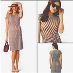 J. McLaughlin Elora Mini Dress Catalina Cloth Stripe Side Tie Brown White Size XL Photo 2