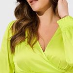 Torrid NWT Plus 0 0X XL Open Back Satin Lime Babydoll Top Blouse Shirt NWT Photo 4