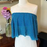 Rue 21 Bright Blue Strapless Top Crop Flowy Beach Summer Photo 1