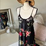 Cinema etoile VTG 🌺 black satin boho romantic floral lace maxi slip dress L Size L Photo 1
