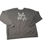 Tultex Trophy Wife Crewneck Sweatshirt Gray Deer Hunter Funny Holiday Loungewear Size L Photo 1