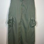 Gilipur Women Cargo Maxi Skirt Olive Green Pockets Slit Adjustable Skater Medium Photo 0