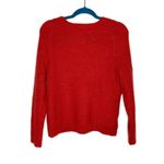 Loft Mohair Blend Honeycomb Knit Orange Red Crew Neck Sweater Photo 4