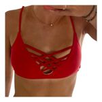 Live and let live Womens size medium Red Bikini Top- hollow out crossed front strappy​​​ Photo 6