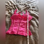 Renaissance Vintage Full Breast Hot Pink Tie Corset Tank Top Women’s Sz M EUC Size M Photo 4
