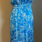 Nicole Miller boho Blue floral flowy Halter Maxi midi Dress XS resort wear Fairy Photo 0