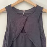 Free People Black Cutout Tank Top Sleeveless Crinkle Lightweight Solid Cut Out Photo 2